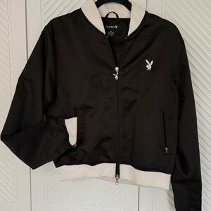 Vintage Y2K PLAYBOY Black Jacket with White Trim